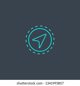 Navigation concept blue line icon. Simple thin element on dark background. Navigation concept outline symbol design. Can be used for web and mobile UI/UX