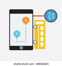 Navigation Concept. Flat Design. App for Smartphones. Vector illustration