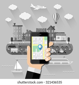 Navigation concept. Flat design. Vector illustration.
