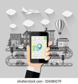 Navigation concept. Flat design. Vector illustration.

