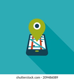 Navigation concept flat icon with long shadow