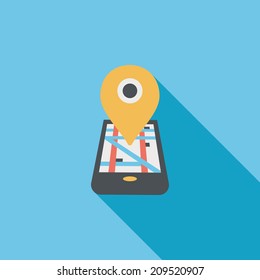 Navigation concept flat icon with long shadow