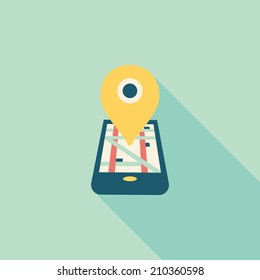 Navigation concept flat icon with long shadow