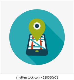 Navigation concept flat icon with long shadow