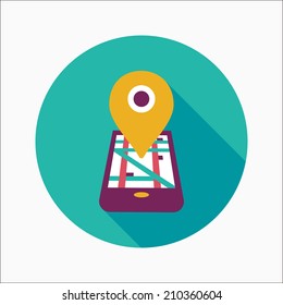Navigation concept flat icon with long shadow