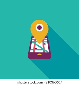 Navigation concept flat icon with long shadow
