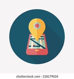 Navigation concept flat icon with long shadow