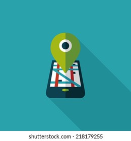 Navigation concept flat icon with long shadow