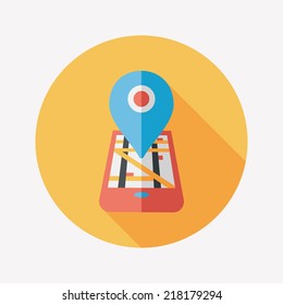 Navigation concept flat icon with long shadow
