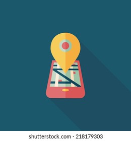 Navigation concept flat icon with long shadow