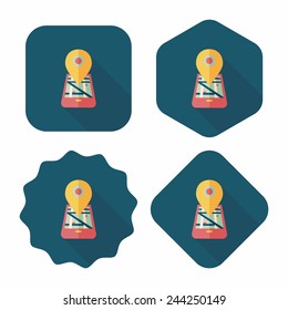Navigation concept flat icon with long shadow