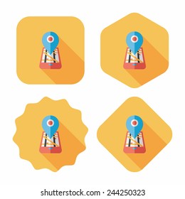 Navigation concept flat icon with long shadow