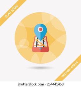 Navigation concept flat icon with long shadow