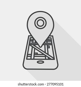 Navigation concept flat icon with long shadow, line icon
