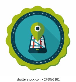 Navigation concept flat icon with long shadow
