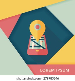 Navigation concept flat icon with long shadow