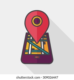 Navigation concept flat icon with long shadow