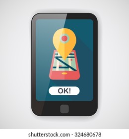 Navigation concept flat icon with long shadow