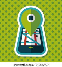 Navigation concept flat icon with long shadow