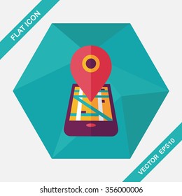 Navigation concept flat icon with long shadow