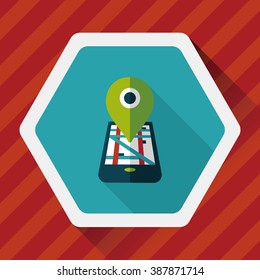Navigation concept flat icon with long shadow