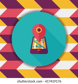 Navigation concept flat icon with long shadow