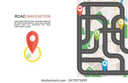 Navigation concept with pin pointer vector illustration