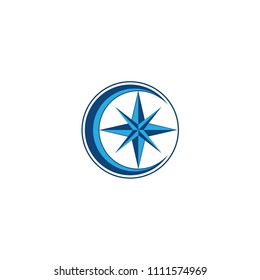 navigation crescent moon logo vector