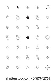 Navigation cursor. Computer web arrows icons pointing hand click on screen vector icons collection
