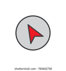 Navigation cursor filled outline icon, line vector sign, linear colorful pictogram isolated on white. Location pointer arrow symbol, logo illustration. Pixel perfect vector graphics