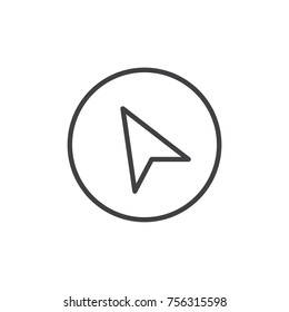 Navigation cursor line icon, outline vector sign, linear style pictogram isolated on white. Location pointer arrow symbol, logo illustration. Editable stroke