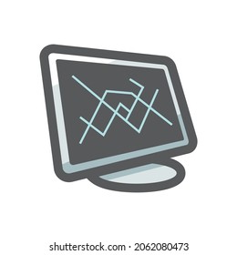 Navigation desktop computer screen Vector icon Cartoon illustration