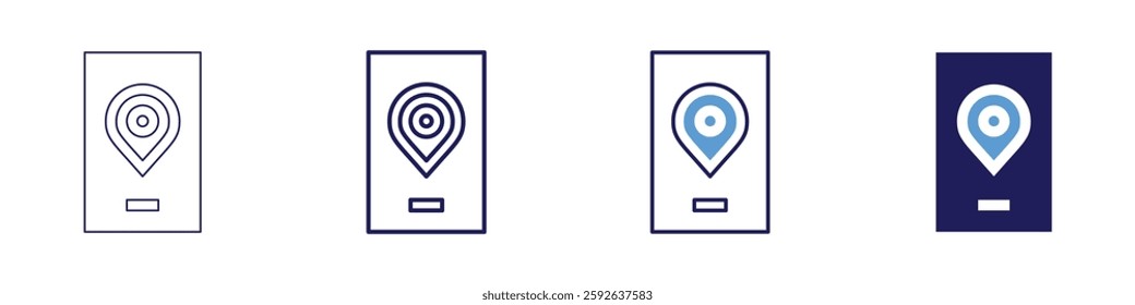 Navigation device icon in 4 different styles. Thin Line, Line, Bold Line, Duotone. Duotone style. Editable stroke.