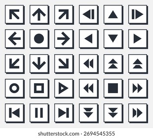 Navigation and direction arrow icon set in flat style