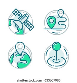 Navigation direction maps sign traffic and more thin line icons set vector illustration