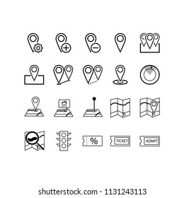 Navigation, direction, maps, traffic and more, thin line icons set, vector illustration.