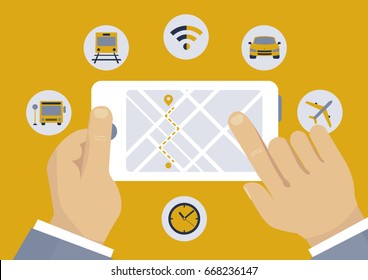 Navigation direction mobile application concept illustration 
