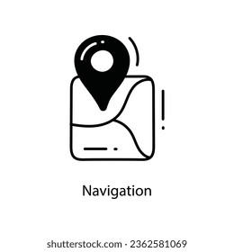 Icono de diseño del doodle de navegación Símbolo de viaje sobre archivo EPS 10 de fondo blanco