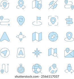 Navigation duotone vector icons pack