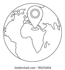 Navigation earth icon. Outline illustration of navigation vector icon for web