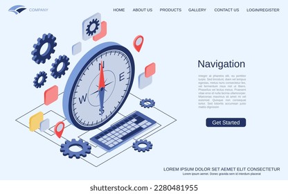 Navigation flad 3d isometrische Vektorgrafik