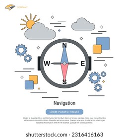 Navigation flat contour style vector concept illustration