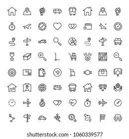 Navigation flat icon set. Single high quality outline symbol of info for web design or mobile app. Thin line signs for design logo, visit card, etc. Outline logo of graphic navigation