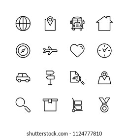 Navigation flat icon set. Single high quality outline symbol of info for web design or mobile app. Thin line signs for design logo, visit card, etc. Outline logo of graphic navigation