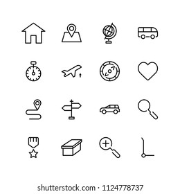 Navigation flat icon set. Single high quality outline symbol of info for web design or mobile app. Thin line signs for design logo, visit card, etc. Outline logo of graphic navigation