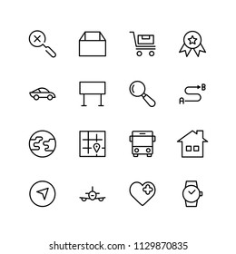 Navigation flat icon set. Single high quality outline symbol of info for web design or mobile app. Thin line signs for design logo, visit card, etc. Outline logo of graphic navigation
