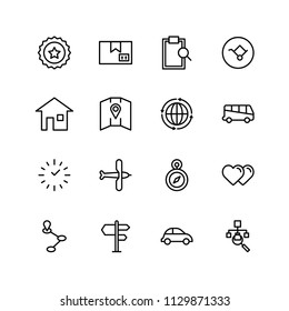 Navigation flat icon set. Single high quality outline symbol of info for web design or mobile app. Thin line signs for design logo, visit card, etc. Outline logo of graphic navigation