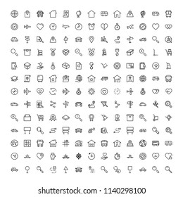 Navigation flat icon set. Single high quality outline symbol of info for web design or mobile app. Thin line signs for design logo, visit card, etc. Outline logo of graphic navigation