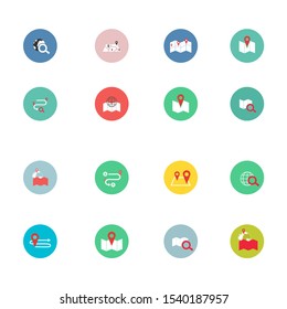 Navigation flat icon set for web design, mobile app. Navigation vector icons or logo