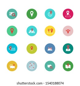 Navigation flat icon set for web design, mobile app. Navigation vector icons or logo